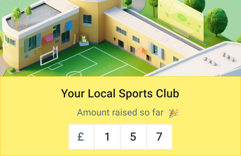 Example showing £157 raised for your local sports club
